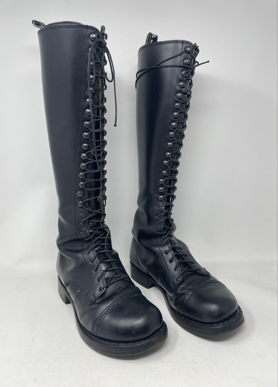 Vintage Punch and Judy John Fluevog 1995 Sweet Tall Lace Up Boots Black UK 5